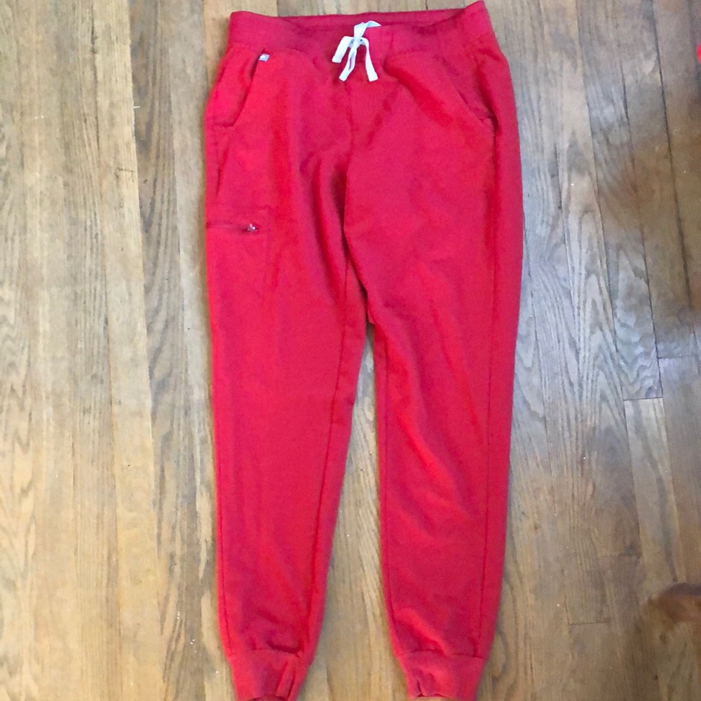 FIGS Red Zamora Jogger Scrub Pants (Medium-Tall)